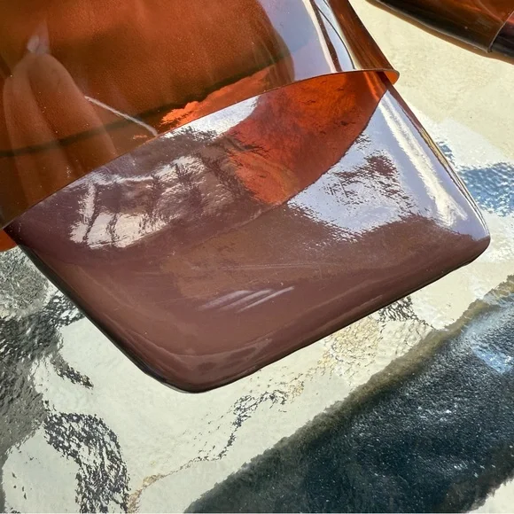 Square toed Brown Women's Slide Heels - Picture 6 of 7